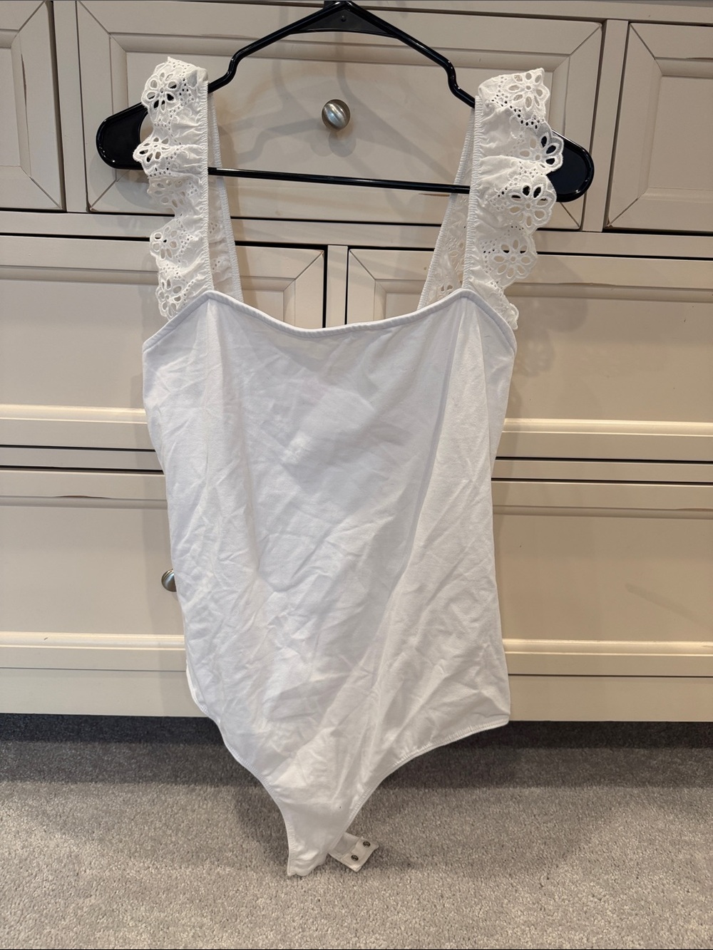 Pink Lily White Eyelet Strap Bodysuit never worn